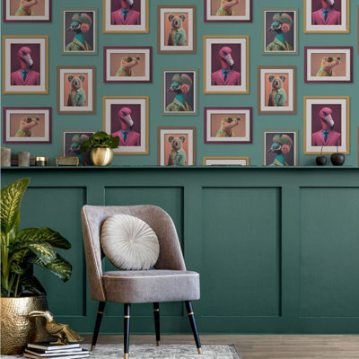 SOPHIE LAURENCE Teal Multicoloured Modern Paste The Wall Wallpaper 102574