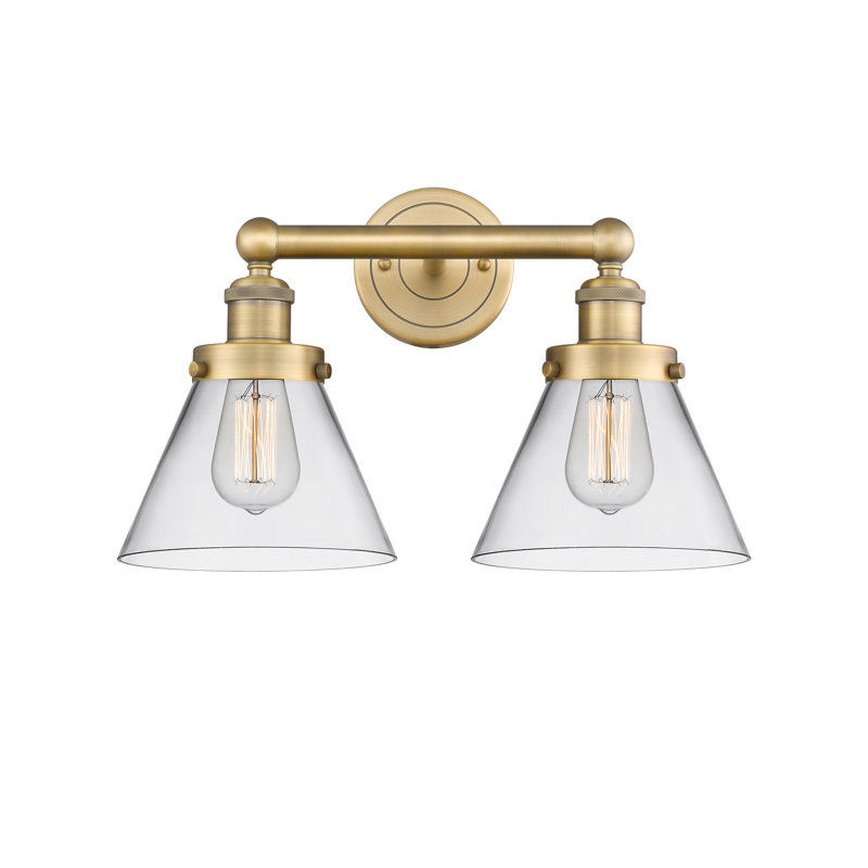 Éclairage pour meuble-lavabo à 2 lumières à intensité variable, Laiton brossé, Transparent
