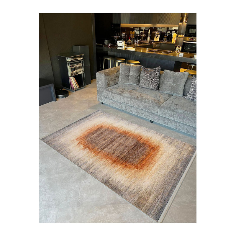 Tapis décoratif vintage rayé abstrait lavable à la machine