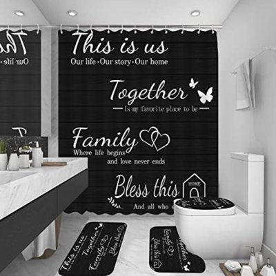 Ensemble de rideau de douche 4Pcs Family