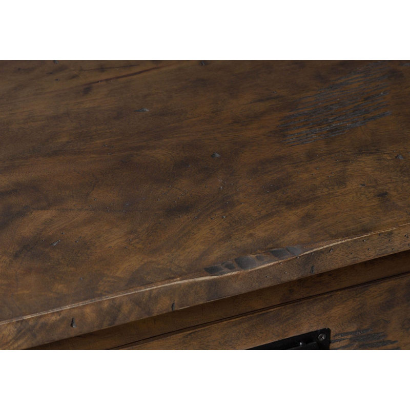 Railway 150cm Solid Wood Sideboard, Brown Lacquered