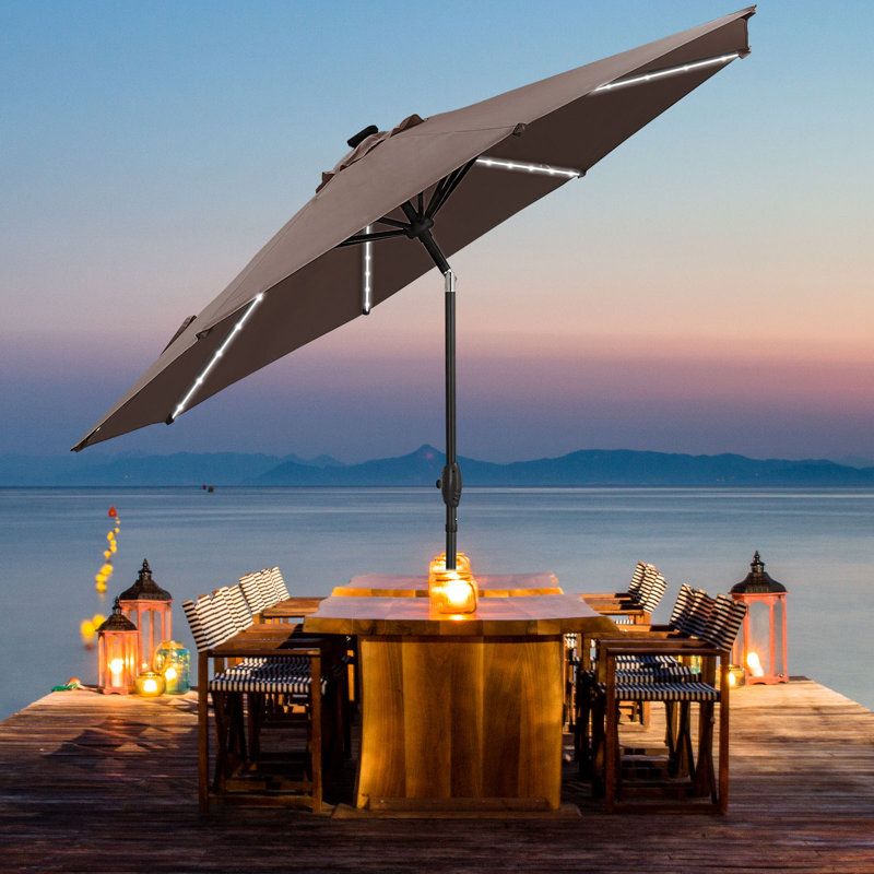 Parasol solaire de terrasse de 10 pi avec lumières DEL Arlmont & Co., Café
