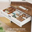 Bureau en coin de 31,5 po avec tiroirs, petit bureau d'ordinateur avec tablettes de rangement et huche, bureau de jeu avec lumières DEL et multiprise pour bureau personnel, blanc et brun-1147372567