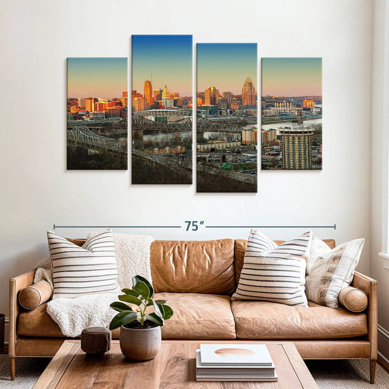 Hannes Cincinnati Sunset Skyline, 42" H x 68" W
