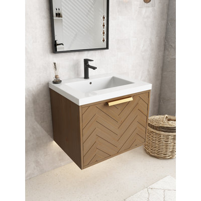 Meuble-lavabo flottant 24 po avec lavabo simple blanc Maxbano