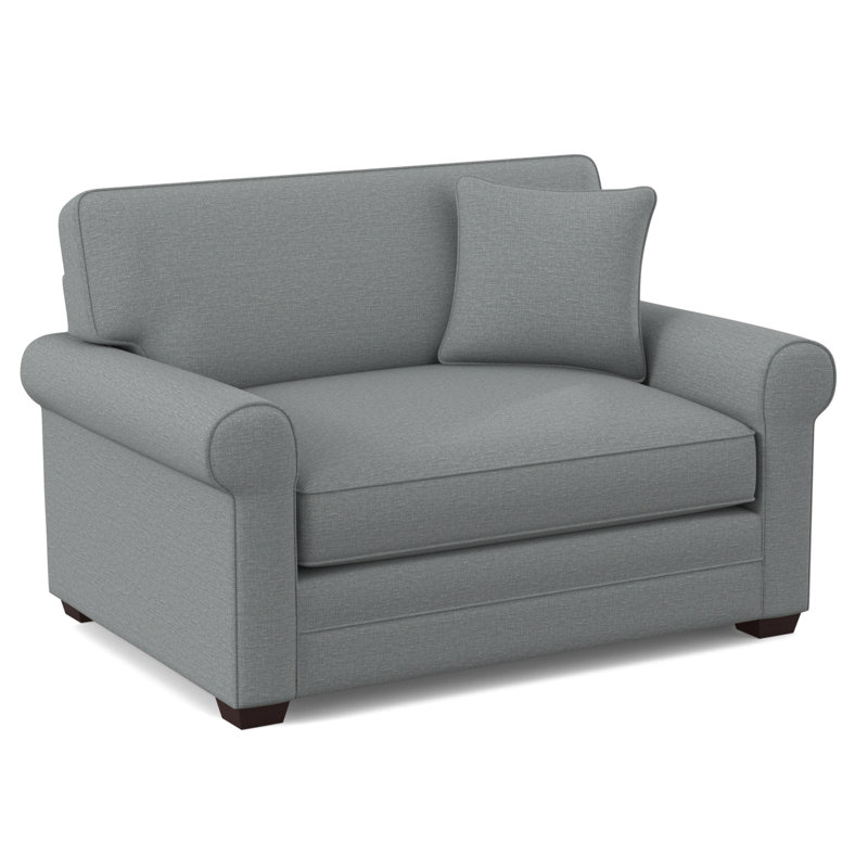 Bedford 57'' Sleeper Sofa, Java Finish, Light Blue Performance Fabric; 0851-55, 5" Innerspring Mattress