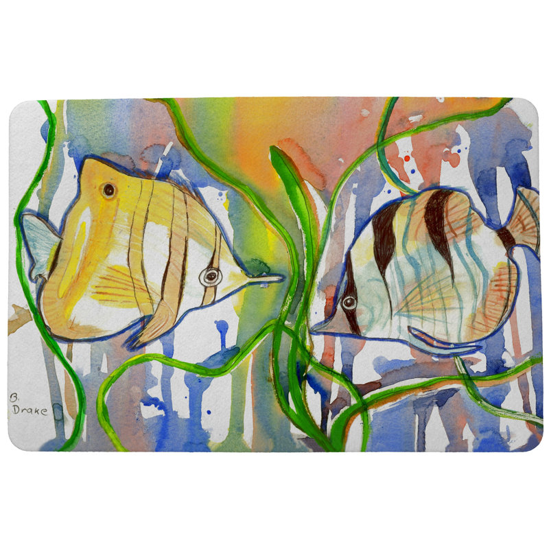 Tapis d'entrée / extérieur Trejo Angelfish, Rectangle 1 pi 6 po x 2 pi 2 po