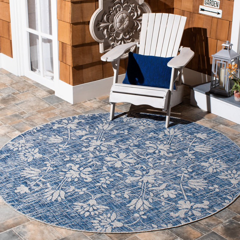 Amedee Performance Floral Indoor/Outdoor Area Rug, Round 6'7"