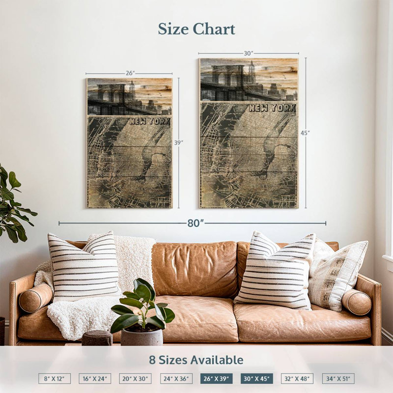 Sireci Retro NYC Map, 39" H x 26" W