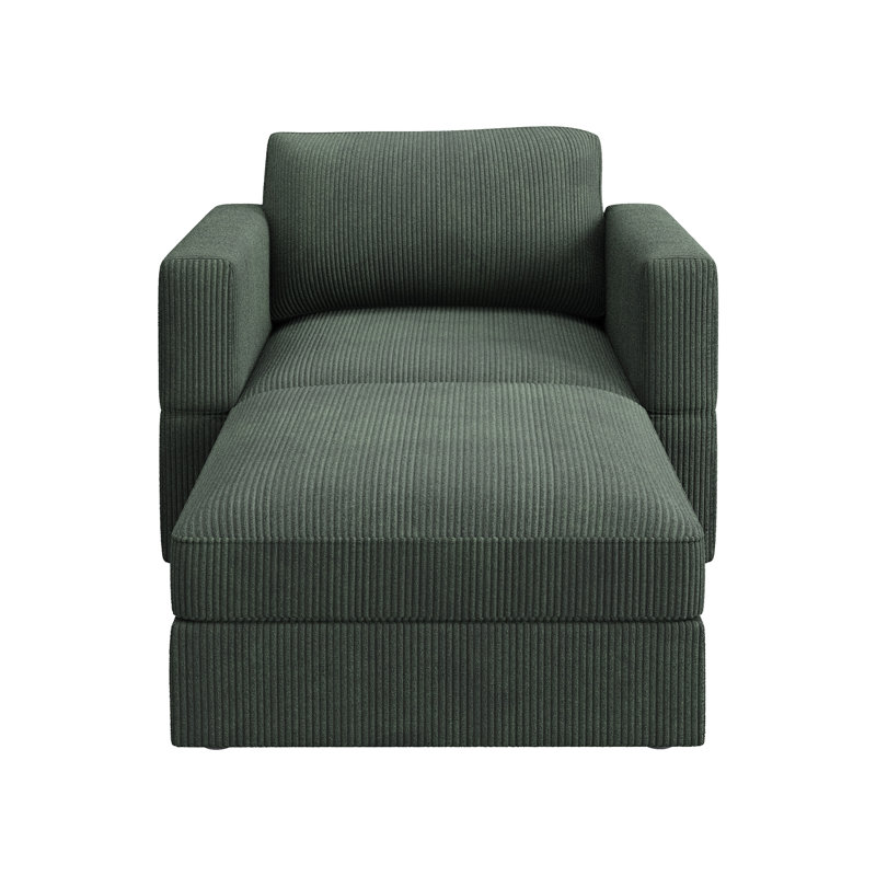 Chaise longue modulaire rembourrée avec espace de rangement Bouley, Vert