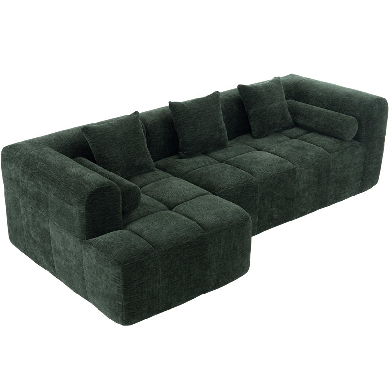 Boneless 101.2" Sectional Sofa Full-Compressed Sofa Modular Sofa