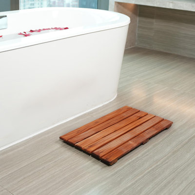 Tapis de douche en teck, tapis de bain antidérapant, tapis de spa de luxe, tapis en bois pour baignoire, 20 x 13 po