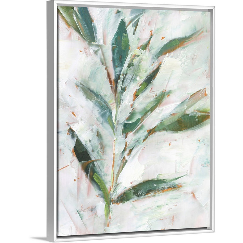 «Tropical Foliage Study I», art mural sur toile, Toile avec cadre blanc, H 42 po x l 32 po