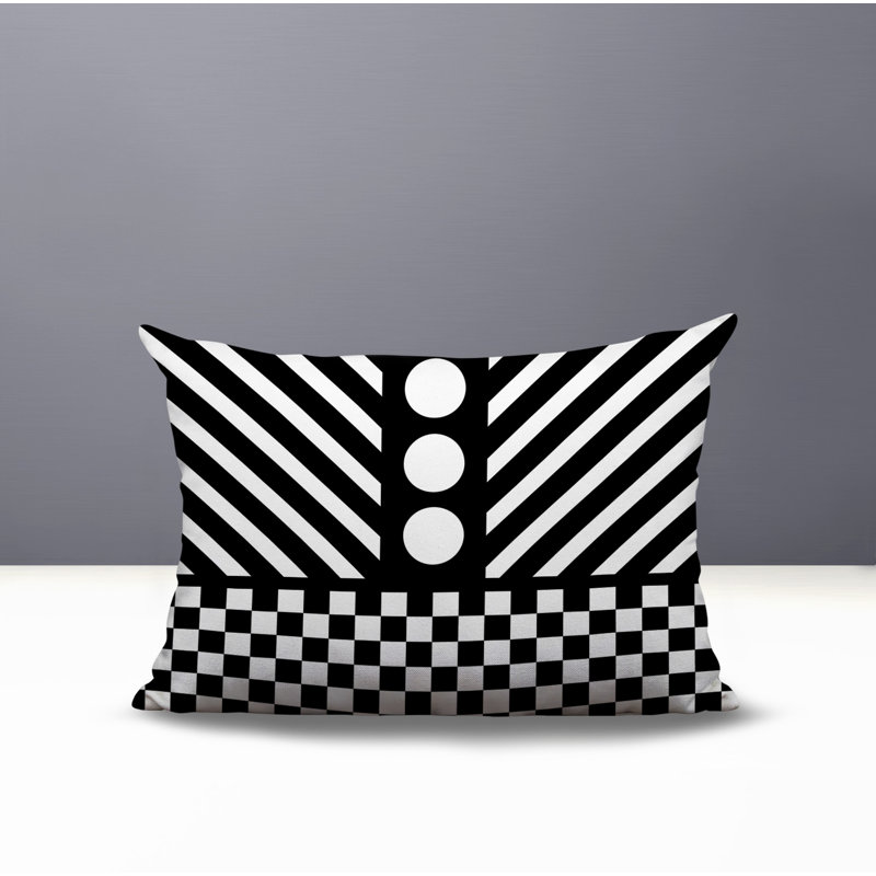Oreiller rectangulaire réversible intérieur / extérieur Brixa, Rectangulaire H 14 po x l 20 po, Noir