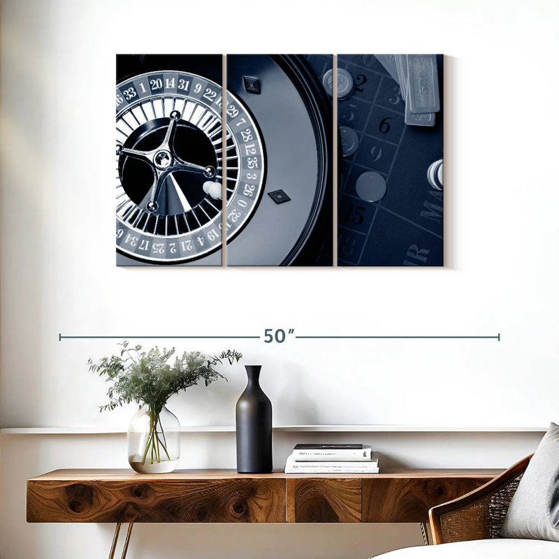 Roulette Table In Dark Colors, 24" H x 38" W