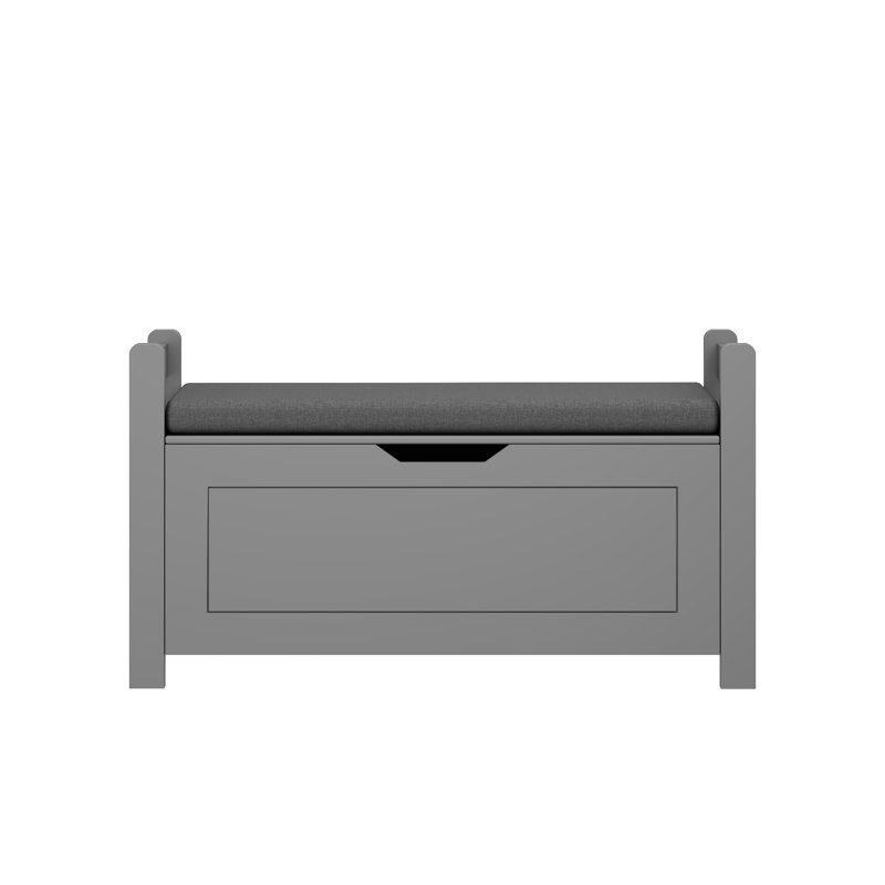 Banc de rangement rembourré l 35 po, Gris, Gris