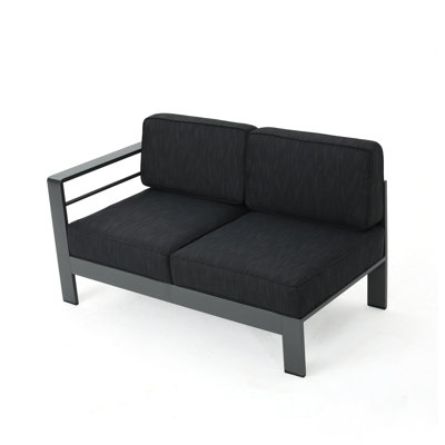 Cape Coral Right-Arm 2-Seater Outdoor Sofa, Dark Grey Fabric