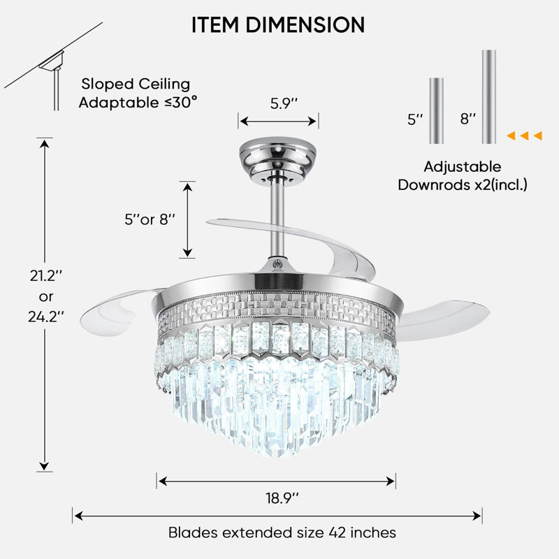 Shrinking Crystal Ceiling Fan