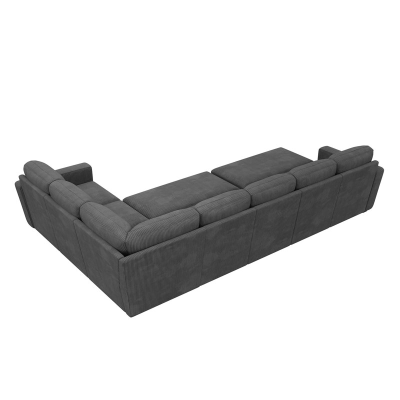 Caren L-shaped Sleeper Sectional Modular Sofa Bed With Storage Seat, Gray Corduroy