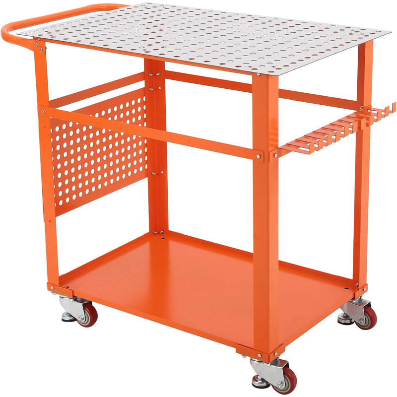 Table de soudage 36 po x 24 po, table de soudage en acier robuste 600 LBS avec trous 5/8 po et panneau perforé, établi industriel avec roues
