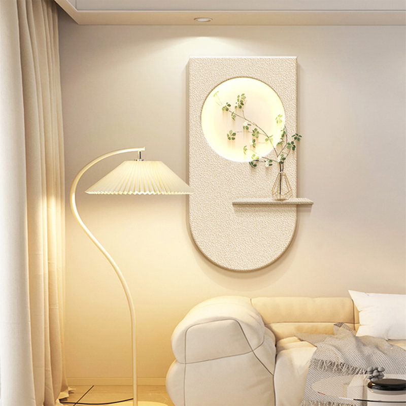 Peinture de grès tridimensionnelle crème de style vert plante suspendue peinture salon, H 62,99 po x l 31,5 po x P 1,97 po