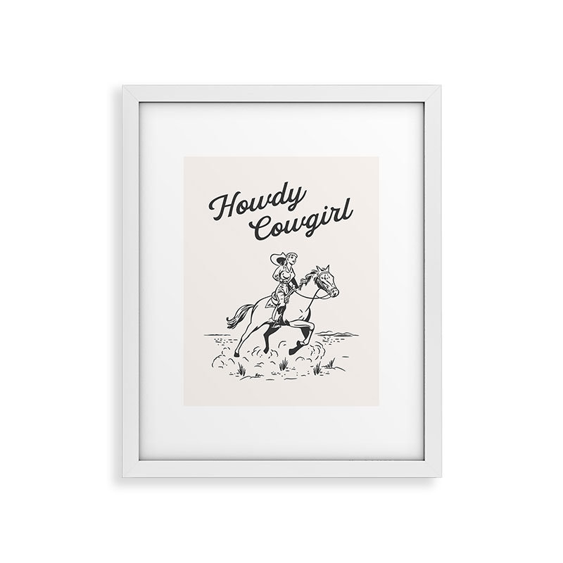 Howdy Cowgirl - impression d'un cadre photo noir, Cadre blanc, H 20 po x l 16 po