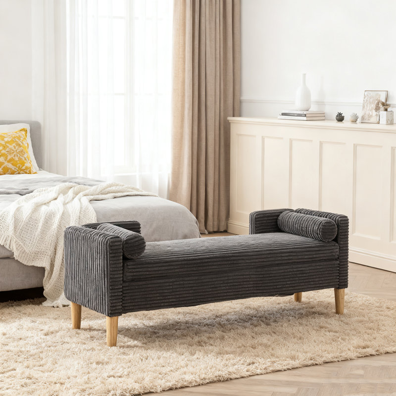 65w Corduroy Storage Soft Bench, Charcoal