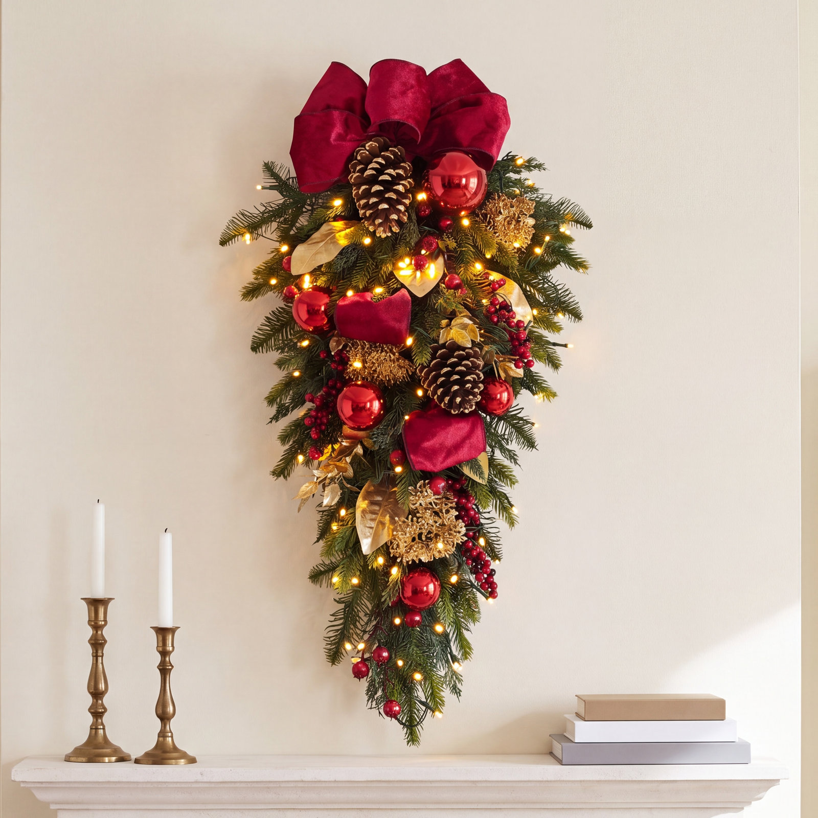 28" Pre-Lit Adorned Christmas Swag