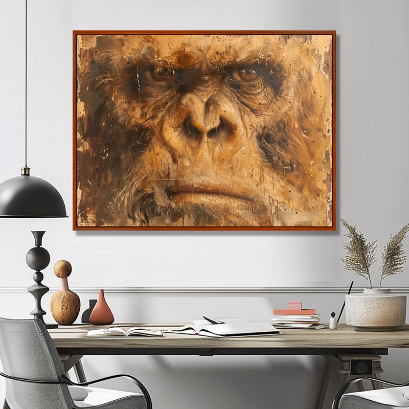 Décoration murale noire et brune antique Bigfoot II - Bigfoot, Toile avec cadre flottant brun, H 30 po x l 40 po x P 1,5 po