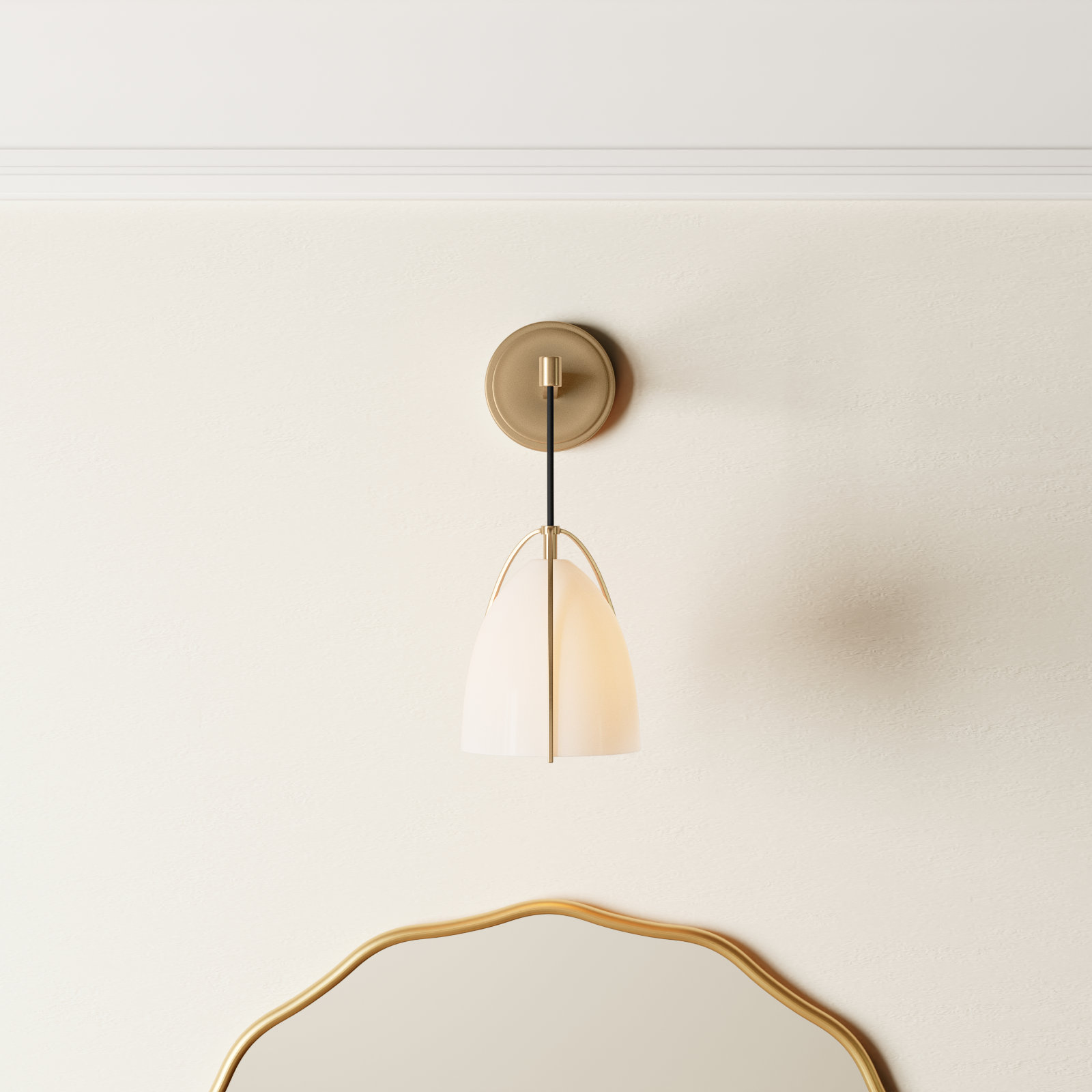 Nikki Single Dimmable Bath Sconce, Satin Brass, No, Steel Matte White