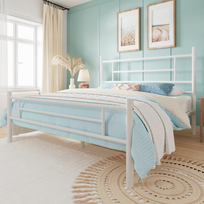 Lit plateforme en métal avec tête et pied de lit de style moderne, sans sommier tapissier