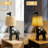 13.8 in. Black Giraffe-Shaped Resin Base Table Lamp with Raffia Shade, Built-in LED for Kids Rooms, Nurseries, Bedroom Nightstands or Playful Home Decor -2067385896