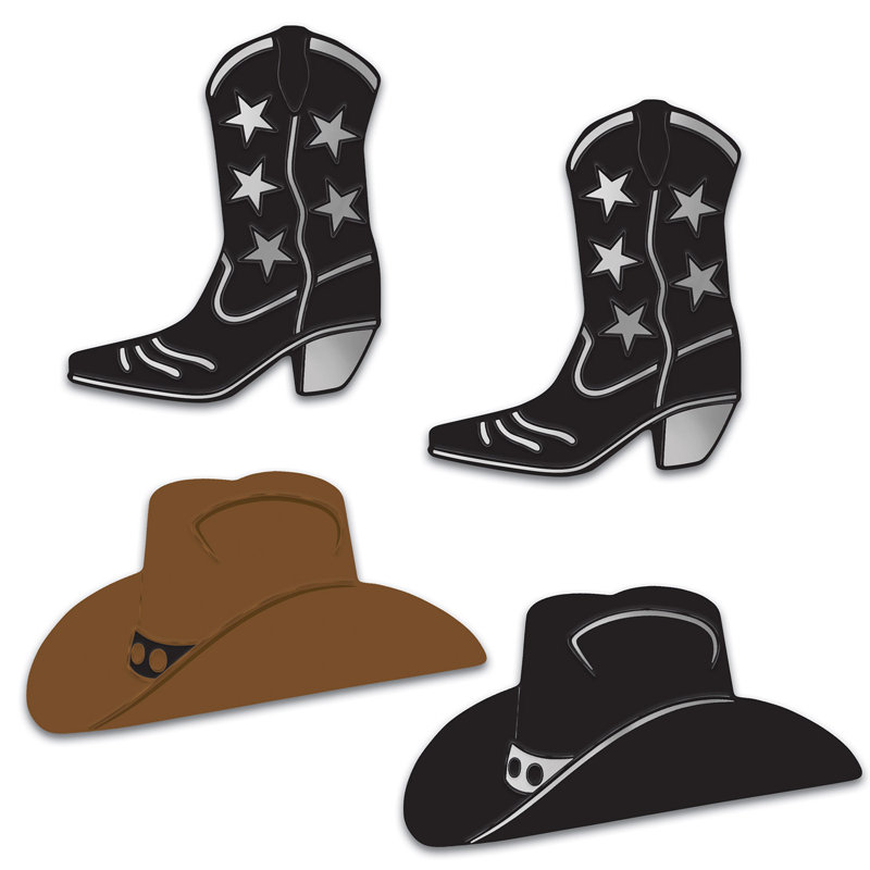 Silhouettes de chapeau et de botte de cowboy métallisé