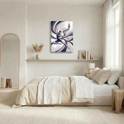 Art mural sur toile stylisé avec des rubans rouges et bleu marine