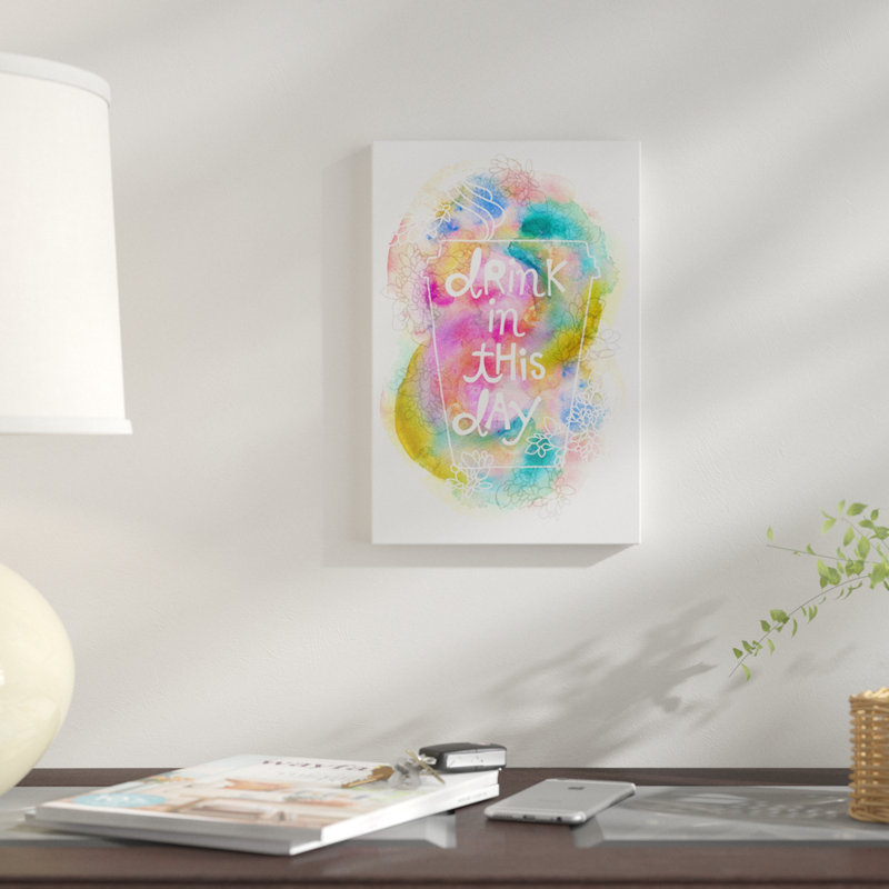 « drink », art textuel sur toile tendue, H 12 po x l 8 po x P 0,75 po, Pas de tapis, Toile tendue