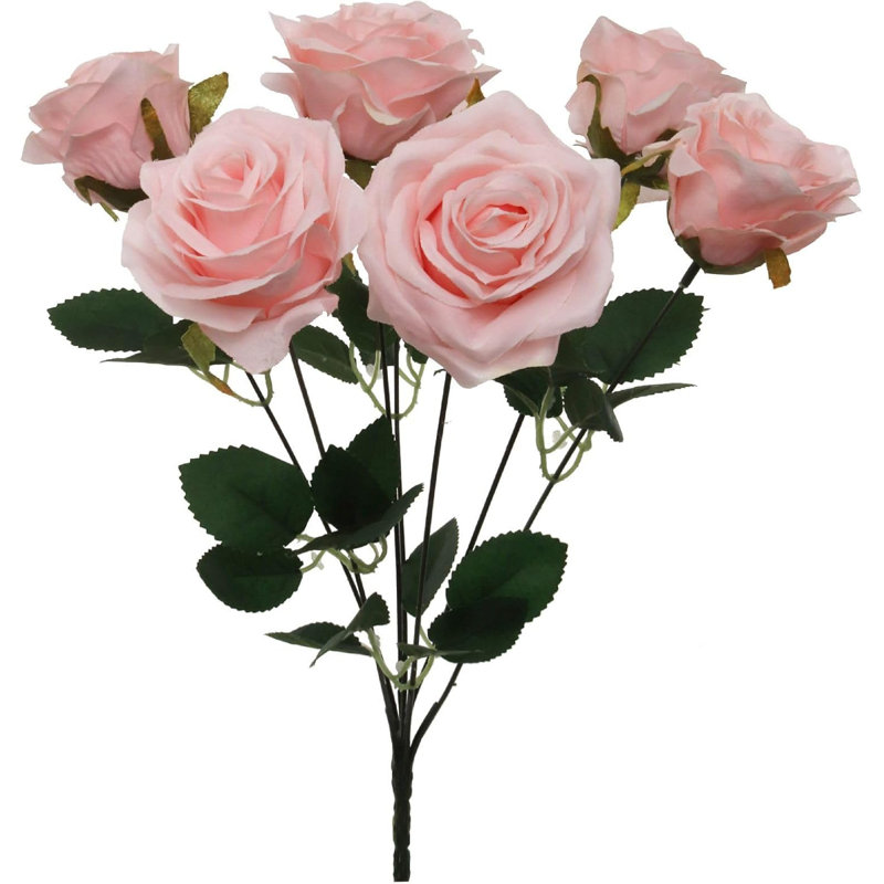 3 pièces 16 "rosier rose avec 7 fleurs