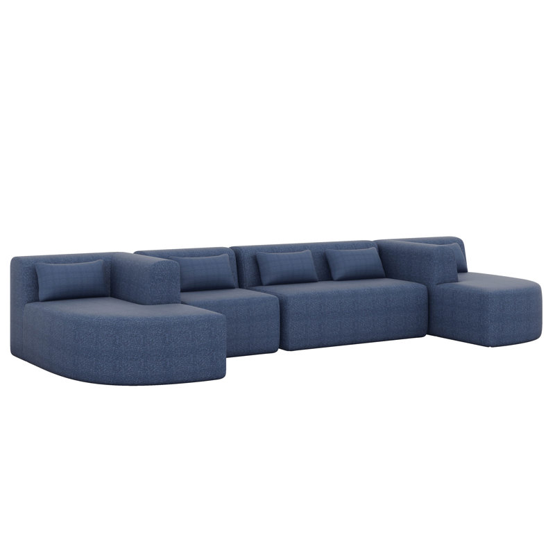 Canapé modulaire de 144 po avec deux chaises longues et cinq coussins de dossier, canapé-lit à combinaison libre pour le salon