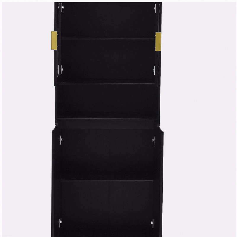 Bibliothèque de rangement en verre trempé avec tablettes réglables, armoire en MDF à 4 portes pour le salon ou la chambre à coucher
