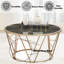Table basse avec plateau en verre et finition champagne