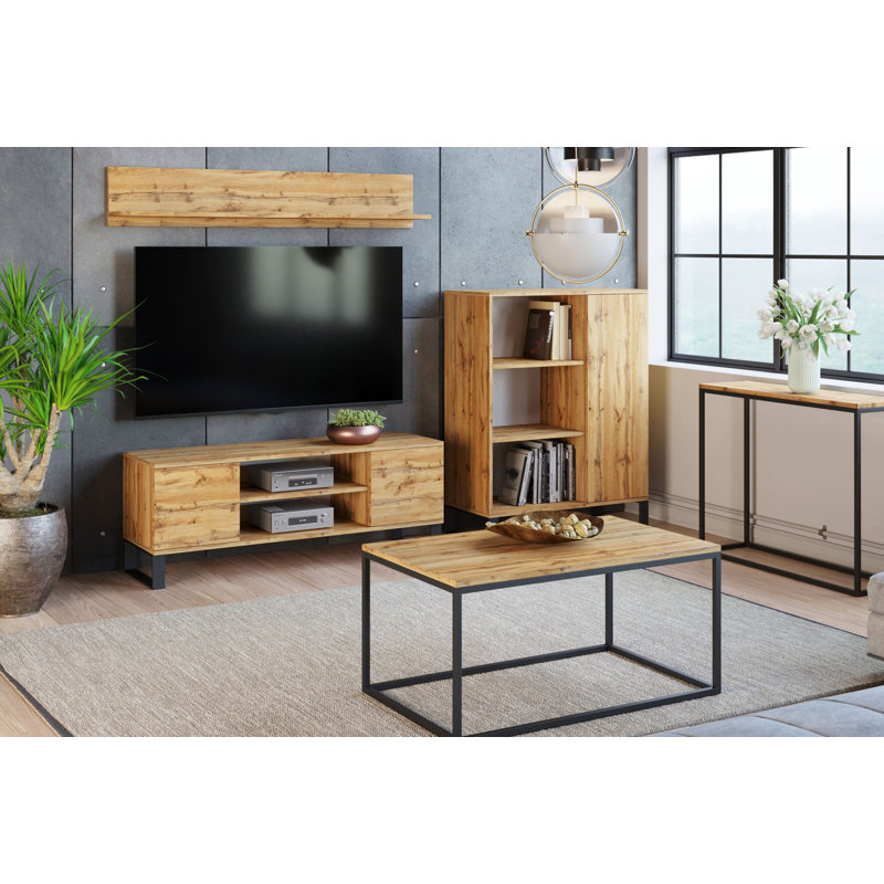 Unfinished TV Stand for TVs up to 55", Oak Wood