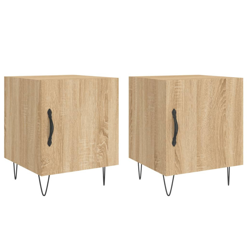 Couey 40cm W Iron Bedside Table, Sonoma Oak