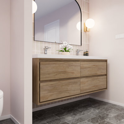 Azden 59.5" Wall-Mounted Double Bathroom Vanity Set