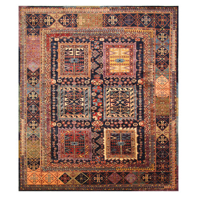 Tapis bleu / brun / rouge de haute qualité noué à la main