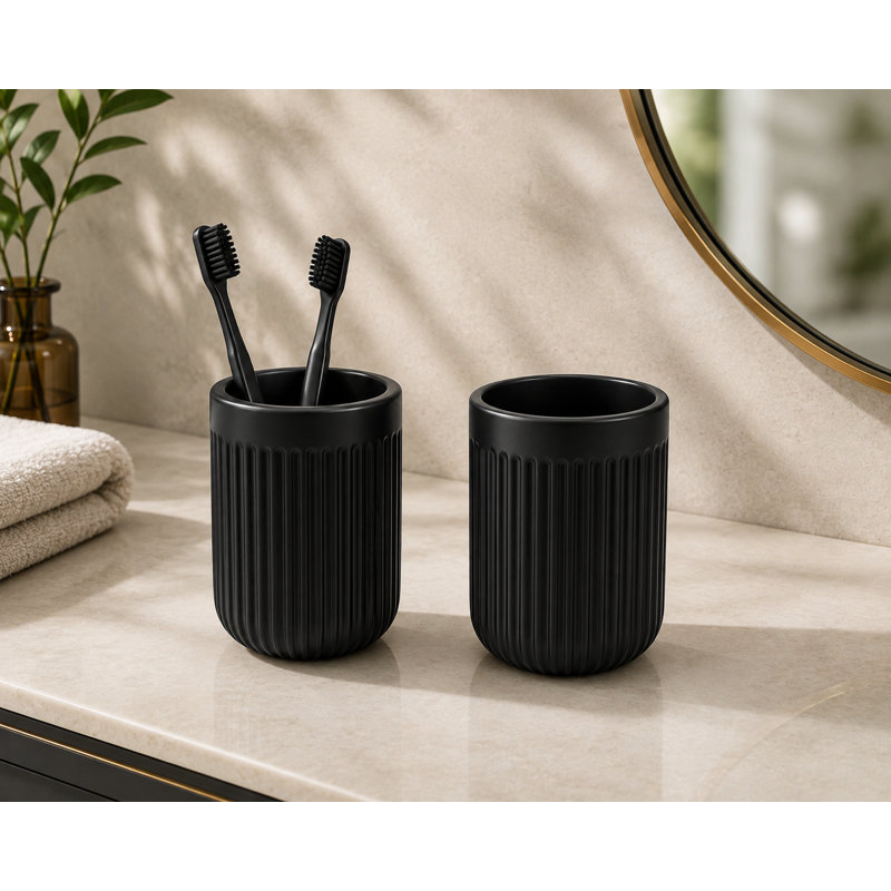 Resin Matte Black Bathroom Accessories Set 5 Pcs