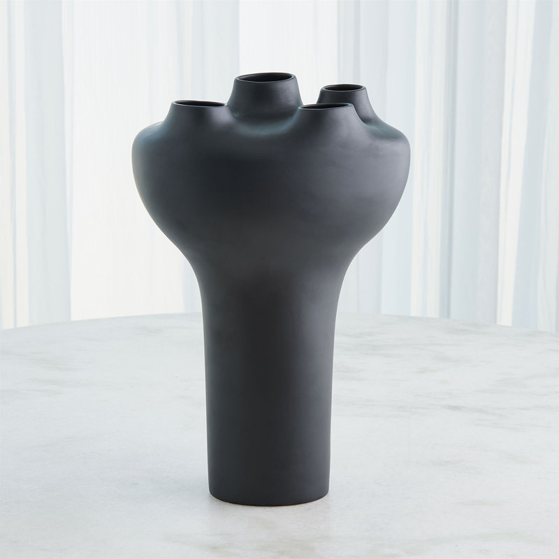 Geyser Handmade Earthenware Table Vase, Black