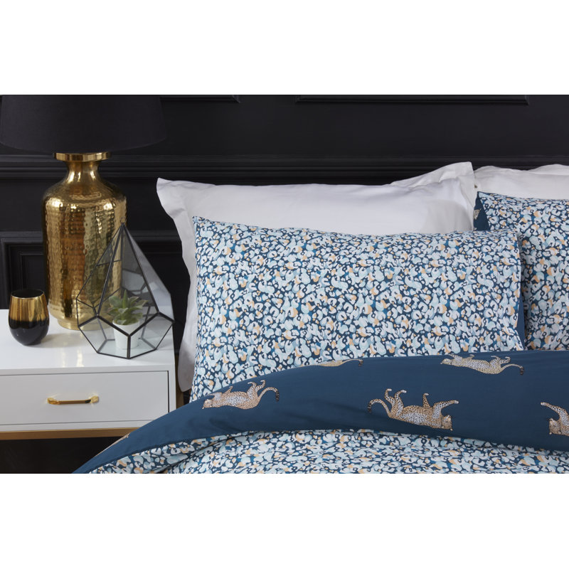 Kathie Polyester Duvet Cover Set with Pillowcases, Teal, Single - 1 Standard Pillowcase
