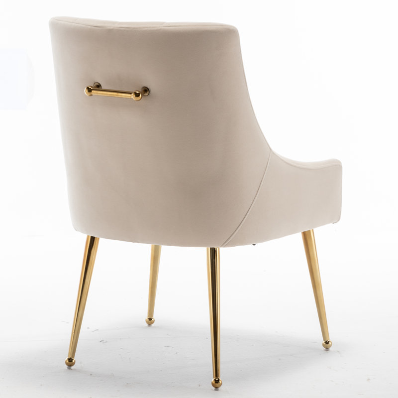 Chaise d'appoint en velours beige Baudel, Beige