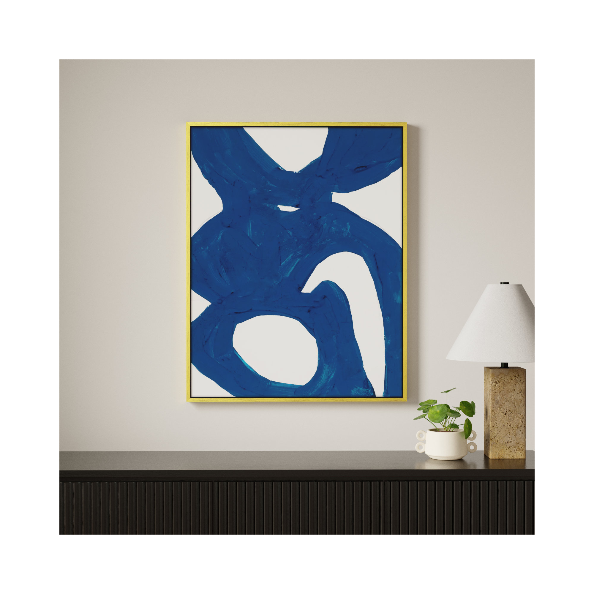 Blue Harmony 1 by Andrea Stokes, Gold Framed, 38" H x 30" W x 1.375" D