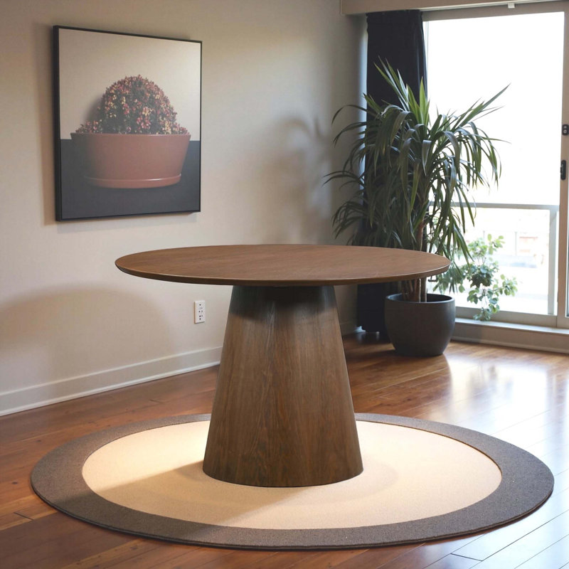 Table ronde en bois massif Palamedes en noyer