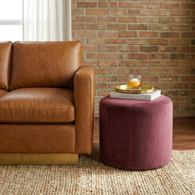 Studio Living 19 Wentworth Ottoman Round Velvet Plum